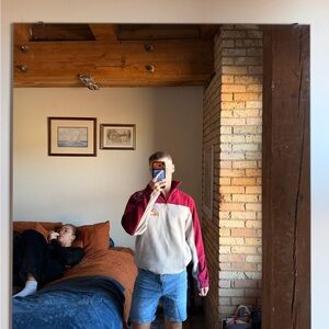 University of Minnesota Vintage Colorblock Half-Zip Pullover - Cream & Burgundy